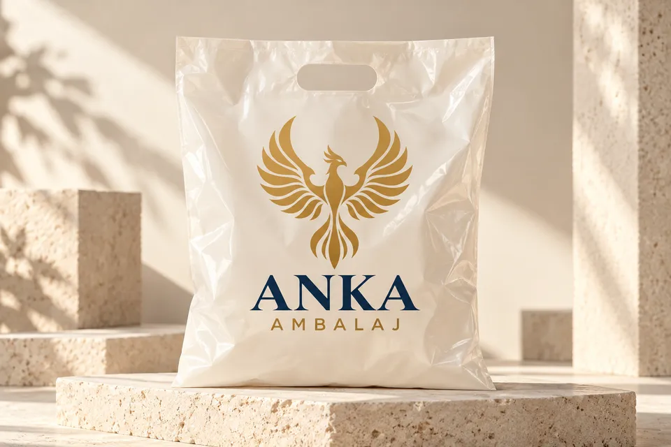 Anka Ambalaj altın ve lacivert baskılı Mağaza poşeti